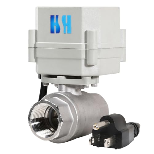 3/4" DN20 110-230VAC Normally Closed CF8/Stainless Steel 304 Motorized Electrical Ball Valve With U.S. Plug - color: Stainless Steel Normally Closed, size: 3/4 Inch