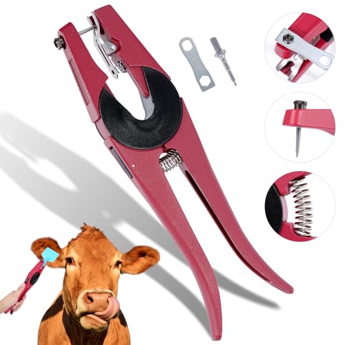 Cattle Ear Tags Pliers Applicator Metal Ear Tagger for Sheep Pigs Cow Goat Lamb Animal Professional Multiuse Livestock Marking Tagging Tool