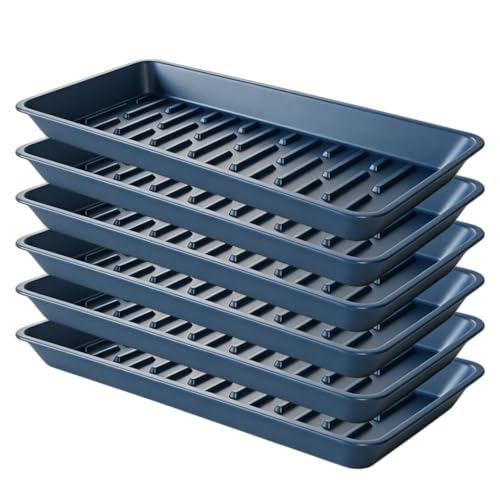 6 Pack Plastic Plant Trays Rectangular 14 Inch, Indoor Outdoor Plant Saucers with Drip Protection, Windowsill Planter Tray, 7 x 14.5 Inches, Blue - color: Blue, size: 14.5" x 7" x 1.3" (6pack)