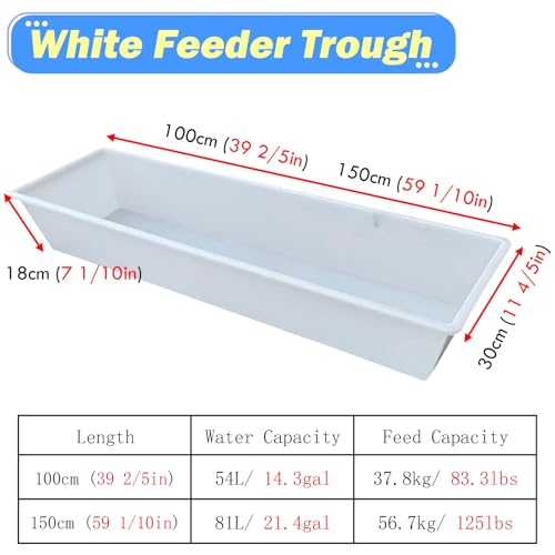 Efficient Plastic Livestock Feeder Trough for Stables & Pens - Durable Design, Easy to Clean, Ideal for Cattle, Horses, and Goats - Maximize Feeding Efficiency - size: L 150cm (4.9ft)
