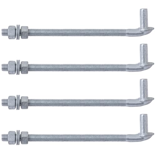 VIVIDA 12" J Bolt Gate Hinge 4 Pack, Chain Link Gate Bolt Hinge with 5/8" Male Pin, Galvanized Steel, Nuts & Washers Included - size: 12" (4 PCS)