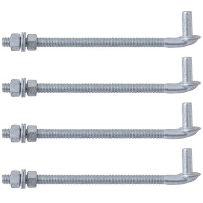 VIVIDA 12" J Bolt Gate Hinge 4 Pack, Chain Link Gate Bolt Hinge with 5/8" Male Pin, Galvanized Steel, Nuts & Washers Included - size: 12" (4 PCS)