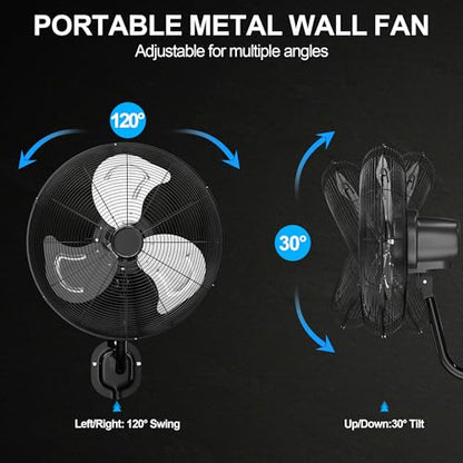 KEGIAN 22 Inch Wall Mount Fan, Industrial Wall Mounted Fan for Outdoor Use