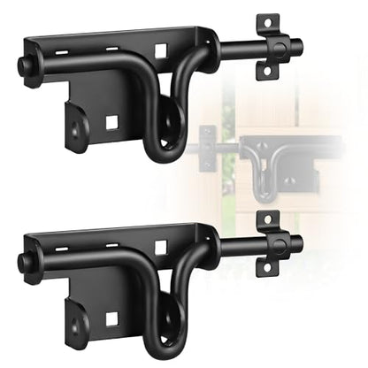 2 Pack Heavy Duty Slide Bolt Gate Latch with Padlock Hole - Universal Security Lock for Wooden Fence, Metal Gate, Shed Door, Yard Barn, Vinyl Sliding Door - Out/Indoor Waterproof Door Latch - size: 2 Pack