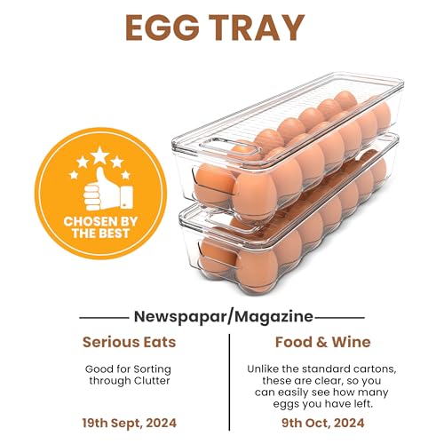 Utopia Home Egg Container With Lid and Handle for Refrigerator - Pack of 3 - Clear Stackable Egg Holder for Kitchen Storage and organization - size: Pack of 3