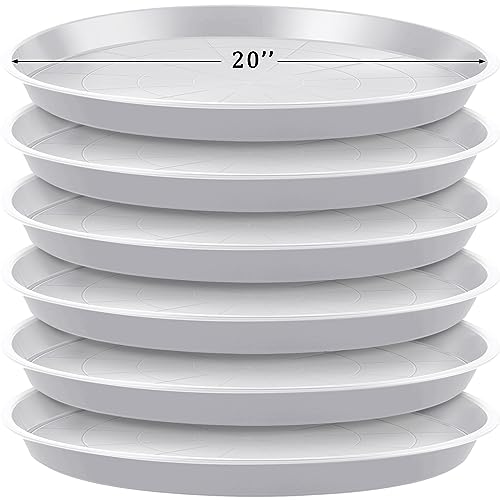 Eccliy 6 Pack Plastic Plant Saucer Heavy Duty Planter Saucers Large Plant Pot Saucers Plastic Water Trays for Indoors and Outdoors Flower Plant Plant Drip (White,20 Inch) - color: White, size: 20 Inch