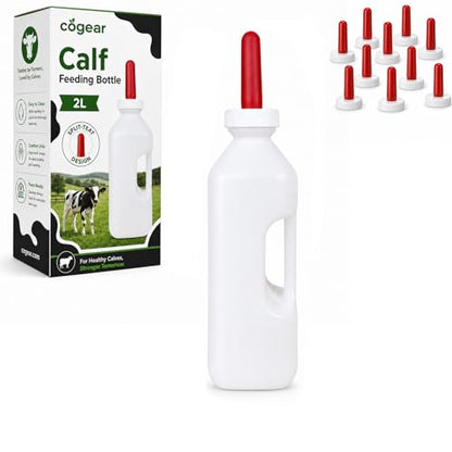 Screw Nipple Calf Feeding Device, Calf Feeding Bottle with Rubber Nipple & Cap, Handle Milk Pot Calfs Feeding Supplies (2L-Base) - color: 2L-Base