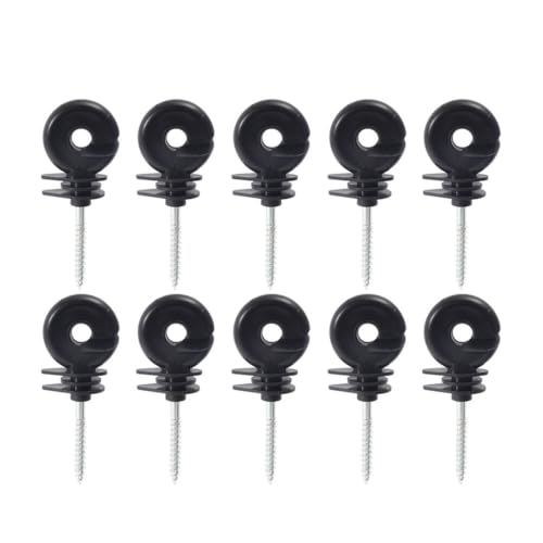 Electric Fencing Ring Insulators Electric Fence Insulators Self Tapping Nails Wood Post Temperature Resistant Screw-in Insulator for Farm(10PCS) - size: 10PCS