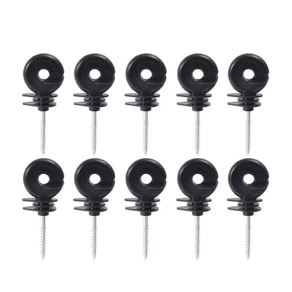 Electric Fencing Ring Insulators Electric Fence Insulators Self Tapping Nails Wood Post Temperature Resistant Screw-in Insulator for Farm(10PCS) - size: 10PCS