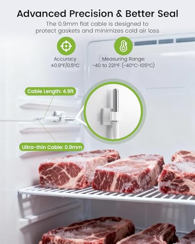 MOCREO WiFi Freezer Thermometer Alarm with Digital Monitor Hub, App and Email Alerts, 2-Year Data Export, No Subscription Fee, 2 Remote Temperature Sensors for Home Refrigerator, Fridge, Freezer - style: 1 LCD Hub + 2 Sensors