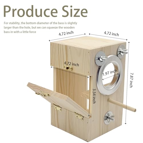 Parakeet Nesting Box Transparent Bird Nest Breeding Box with Perch | 7.87 X 4.72 X 4.72 inch Parrot Mating Box Wood Bird House Aviary for cage (S vertical) - style: S vertical