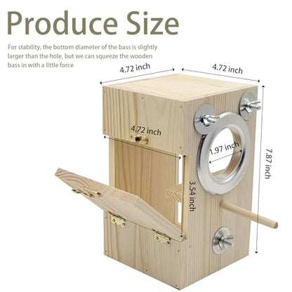 Parakeet Nesting Box Transparent Bird Nest Breeding Box with Perch | 7.87 X 4.72 X 4.72 inch Parrot Mating Box Wood Bird House Aviary for cage (S vertical) - style: S vertical