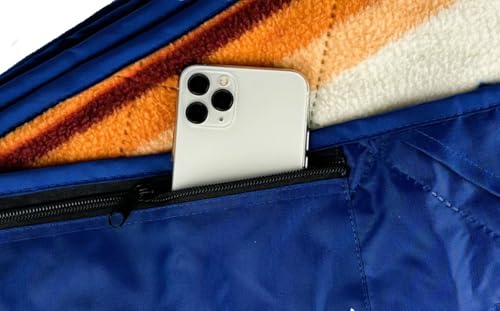DOWN UNDER OUTDOORS Waterproof 350 GSM Fleece or Sherpa Stadium Blanket | Large Extra Thick, Windproof, Quilted, Machine Washable, Camping Picnic & Outdoor, Beach, Dog, secret pocket, 82 x 55 inches - color: Aztec