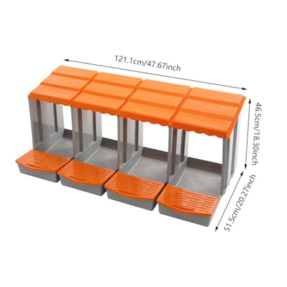 Chicken Nesting Boxes, 4 Compartment Nesting Boxes for Laying Eggs, Roll Away Nesting Box Egg Collection Tray, Wall Mount Poultry Roll Away Chicken Laying Boxes (Orange) - color: 4 Compartment Nesting Boxes (Orange)