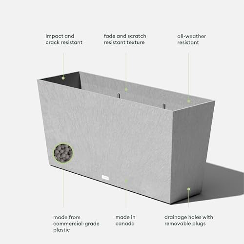 Veradek Midori Long Trough Planter (Light Grey, 39 inch - 2 Pack with 2 Saucer Trays) - color: Gray, size: 39 inch - 2 pack with saucers