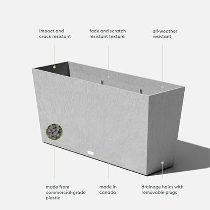 Veradek Midori Long Trough Planter (Light Grey, 39 inch - 2 Pack with 2 Saucer Trays) - color: Gray, size: 39 inch - 2 pack with saucers
