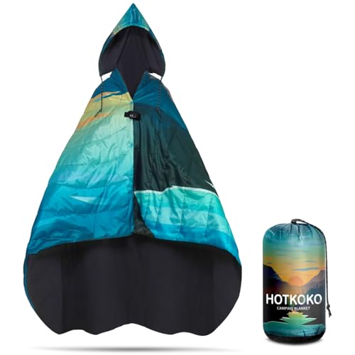 Waterproof Stadium Blanket, Fleece Camping Blanket Wearable Soft Warm Camp Blanket for Outdoor Camping, Picnic, Stadium, Sports, Beach, Car - color: Sunset
