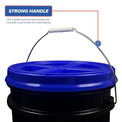 ePackageSupply 5 Gallon Bucket - Food Grade Bucket with Airtight Gamma Seal Screw-On Lid, BPA-Free, Heavy-Duty 90 Mil HDPE Plastic, Bulk Storage, Durable Container, Made in USA, Black/Blue, 3 Packs - color: Black/Blue, size: 3 Packs