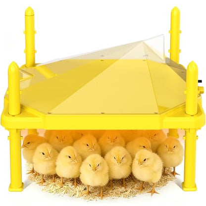 Chick Brooder Heating Plate, 14"x11"Adjustable Temperature & Height Heating Plate for Chicken with Anti-Roost Cone, Easy-Clean Poultry Coop Heater for Up to 18-22 Chicks (Yellow) - color: Yellow