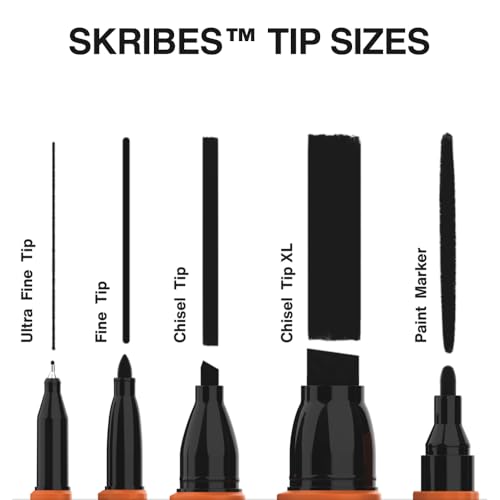 KLEIN TOOLS 80187 Skribes Measure and Mark Set with 4-Pack of Black Fine Tip Permanent Markers and 25-Foot Compact Double-Hook Tape Measure - style: Measure & Mark Set