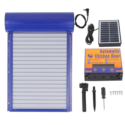Automatic Chicken Coop Door Solar Powered Programmable Timer Control Aluminum Chicken Door for Poultry Safety Iron Sheet Metal Plastic 37x24.7cm