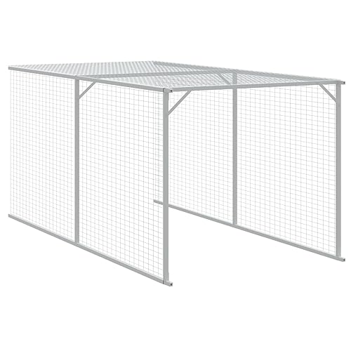 Chicken Cage Outdoor 159x46x48 in Anthracite Galvanized Heavy Duty Steel Coop Large Run for Backyard Poultry Hen House Garden Flock - size: 159.4 x 46.1 x 48.4 in (W x L x H)