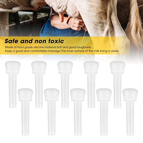 10-Pack Cow Milking Machine Liners, Food Grade Silicone Teat Cup Replacement Parts, Universal Fit, Gentle Suction for Cattle