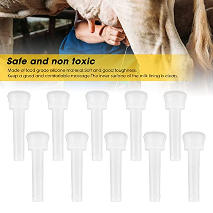 10-Pack Cow Milking Machine Liners, Food Grade Silicone Teat Cup Replacement Parts, Universal Fit, Gentle Suction for Cattle