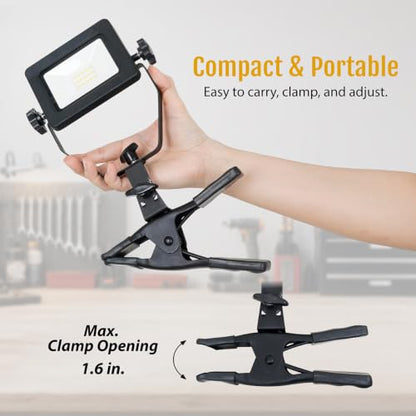 1200 Lumens Portable LED Clamp Work Light with 5ft 120V AC/60Hz Power Plug, Lightweight Design, Suitable for Wet Location, 10 Watts, 5000K Daylight, ETL Certified, 4pack - color: Black-4