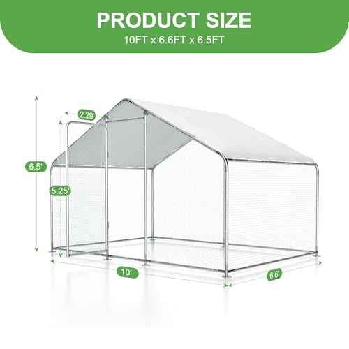 Large Metal Chicken Run, Chicken Coop with Lockable Door Spire Shape Walk-in Chicken Hen House with Waterproof & Anti-UV Cover for Duck Rabbit Habitat Cage Outdoor Poultry Cage for Yard Farm - size: 118.1"L x 78.7"W x 78.7"H