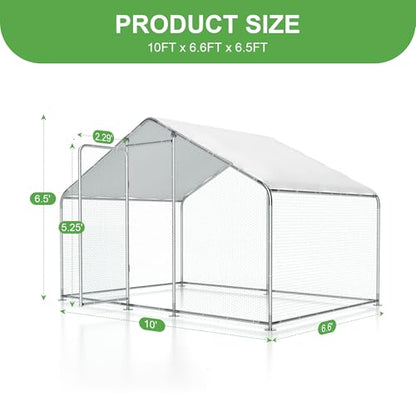 Large Metal Chicken Run, Chicken Coop with Lockable Door Spire Shape Walk-in Chicken Hen House with Waterproof & Anti-UV Cover for Duck Rabbit Habitat Cage Outdoor Poultry Cage for Yard Farm - size: 118.1"L x 78.7"W x 78.7"H