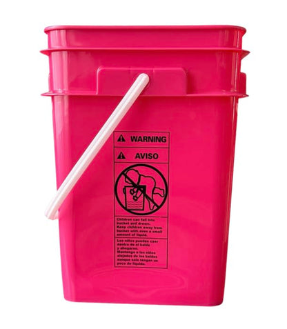 House Naturals 4 Gallon Square Food Grade Bucket Pail with Plastic Handles and Lid (Pack of 3) Made in USA containers (Pink/Magenta/Purple - White lids) - color: Pink/Magenta/Purple - White Lids