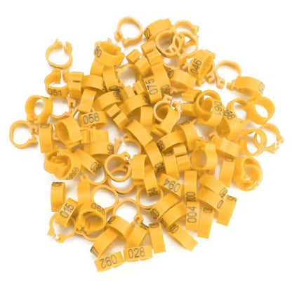 100PCS 8MM 001-100 Numbered Plastic Letter Pigeon Bird Leg Bands Rings, Bird Chicks Parrot Clip Rings Band (Yellow) - color: Yellow