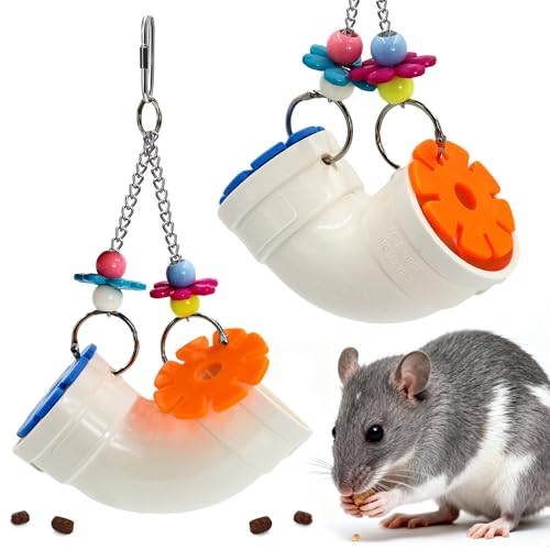 2Pcs Rat Enrichment Toys, Wide Opening Rat Foraging Toy for Various Treat, Slow Feeder Hanging Fancy Mice Cage Accessories Puzzle Toy More Healthy, Easy-Clean Rodent Toys for Rat, Mice - color: 2Pcs