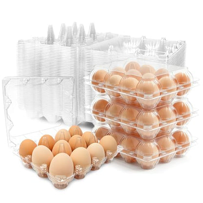 100 Pack 3x4 Plastic Egg Cartons Bulk 12 Count Clear, Reusable Stackable Dozen Chicken Eggs Containers Holders for Storage, Family, Farm Markets and Commercial Display - size: 3x4 Grid