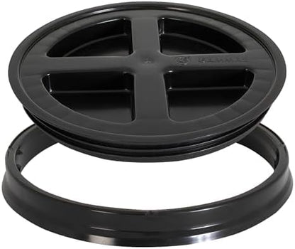 Gamma2 Seal Lid Black | Food-Safe | For 3.5-7 Gallon Buckets | BPA-Free | Pack of 12 - color: Black, size: Fits 3.5, 5, 6, & 7 Gallon Buckets (Pack of 12)