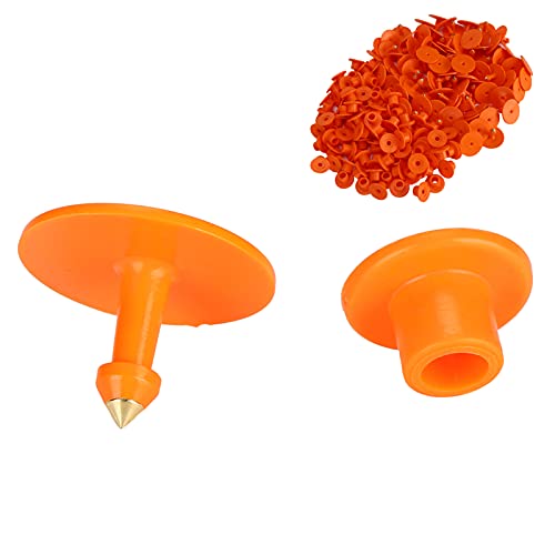 100PCS Cattle Ear Tags Blank, Anti Dropping Round Animal Identification Ear Tags for Sheep Cattle Calf Fox Hog (Orange) - size: Orange wordless ear tag