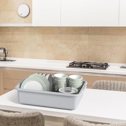 13 L Commercial Bus Tub, 3 Pack Plastic Utility Bus Box Dishpan, Light Gray - size: 13 L