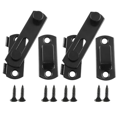 Waziaqoc 2 PCS Barn Door Latches, 2.75 x 2.02 Inch Sliding Barn Door Lock, Stainless Steel Gate Latches for Barn Door Cabinet Window Closet Door, Black - size: 2.75 x 2.02 Inch