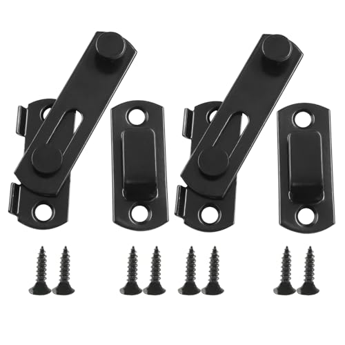 Waziaqoc 2 PCS Barn Door Latches, 2.75 x 2.02 Inch Sliding Barn Door Lock, Stainless Steel Gate Latches for Barn Door Cabinet Window Closet Door, Black - size: 2.75 x 2.02 Inch