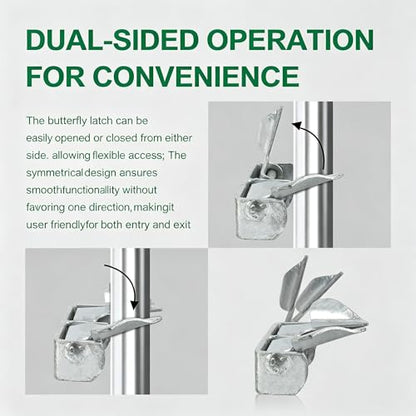 2 Pack Wall Mount Butterfly Latch 1-3/8" to 1-5/8",Gate Fork Lock with Padlock Hole,Chain Link Fence Parts, Gate Fork Latch,Chain Fence Gate Latching Hardware,Galvanized Steel (Silver - 2 pcs) - color: Silver - 2 pcs