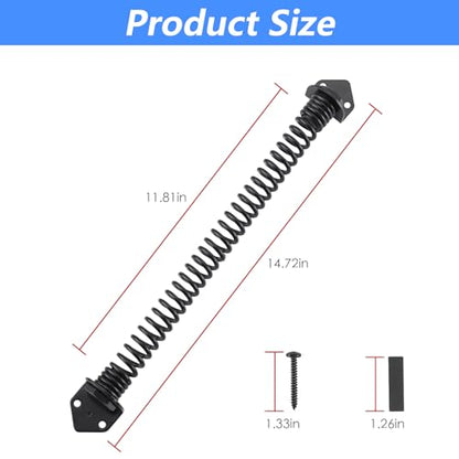 HOME MASTER HARDWARE 14" Gate Spring Self Closing Outdoor, Heavy Duty Gate Springs Black,Automatic Gate Closer for Wooden and Vinyl Fence, Adjustable Tension Door Springs to Close Door(Steel,2 Pack) - size: 14 Inch