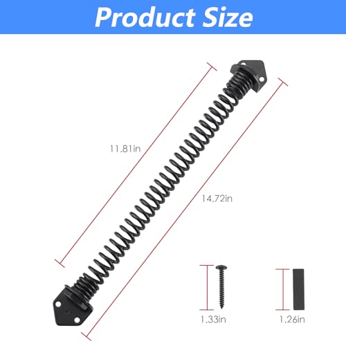 HOME MASTER HARDWARE 14" Gate Spring Self Closing Outdoor, Heavy Duty Gate Springs Black,Automatic Gate Closer for Wooden and Vinyl Fence, Adjustable Tension Door Springs to Close Door(Steel,2 Pack) - size: 14 Inch