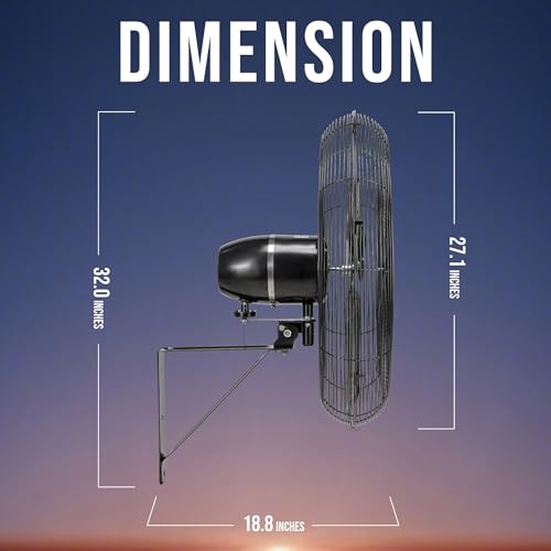 Tornado 24 Inch High-Velocity Oscillating Wall Mount Fan – IPX4 Water-Resistant, Industrial-Grade TEAO Motor, 2-Speed, 7350 CFM, cETL Certified for Outdoor Use - size: 24 inch, style: Industrial