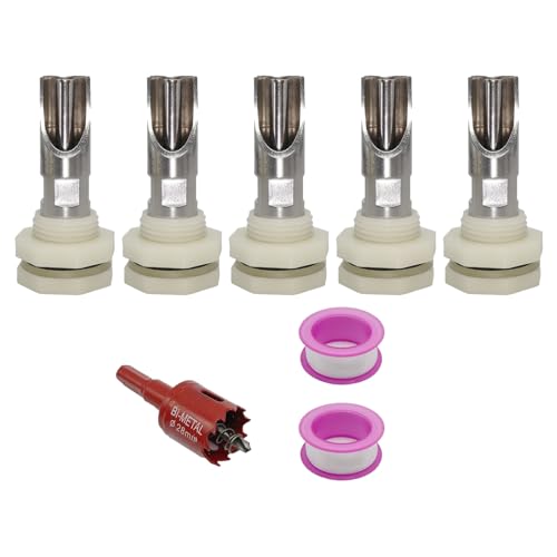 Pack of 5 Stainless Steel Automatic Pigs Nipple Waterer Set with Brass Connectors for Efficient Livestock Hydrations Stainless Steel Feeder