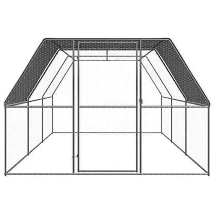 Outdoor Chicken Coop Large 9.8'x19.7'x6.6' Galvanized Steel Rabbit Hutch Duck Enclosure with Lockable Door for Hens Ducks Rabbits - size: 9.8' x 19.7' x 6.6' (W x D x H)