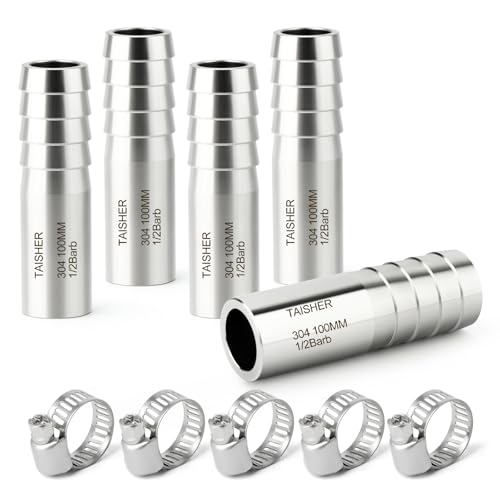 TAISHER 5PCS 304 Stainless Steel Pipe Fittings, 1/2" Barb, 2" Length Weld Nipple Cast Pipe - size: 1/2" Barb(2" Length)