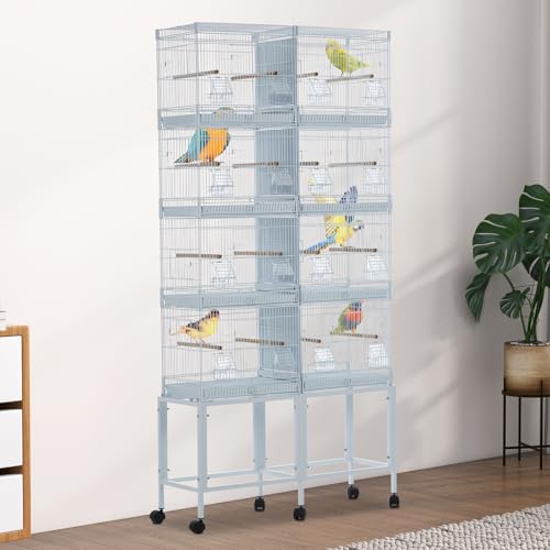 Garvee Lot-4 Breeding Bird Cage, Parrot Cage, Stackable Center Divided Breeder, Seperate Removable Tray, Removable Divider, Lockable Caster, for Birds and Finch