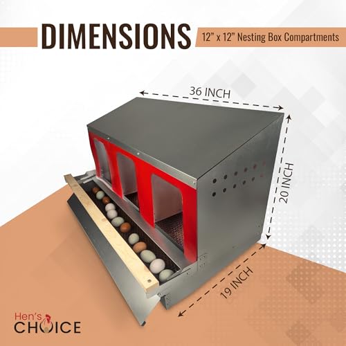 Hen's Choice™ - Roll Out Nest Box for Chickens | Roll Away Nest Box | 3 Compartment 36" | Heavy Duty Galvanized - size: Large 36"