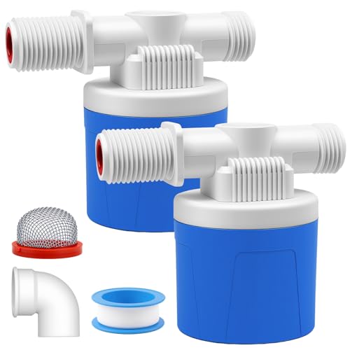 1/2" Side Top Inlet Water Float Valve, 2 Pack Water Trough Float Valve Water Level Control Float Valve for Water Tank, Automatic Water Shut Off Valve Pool Auto Fill for Livestock Pond Aquarium - size: 1/2" Side Inlet